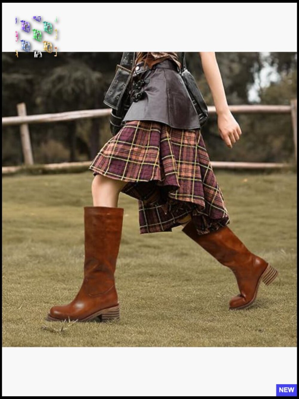 Knee High Block Heel Square Toe Boots Comfortable Low Heel Chic Winter Pull On - Picture 3 of 7
